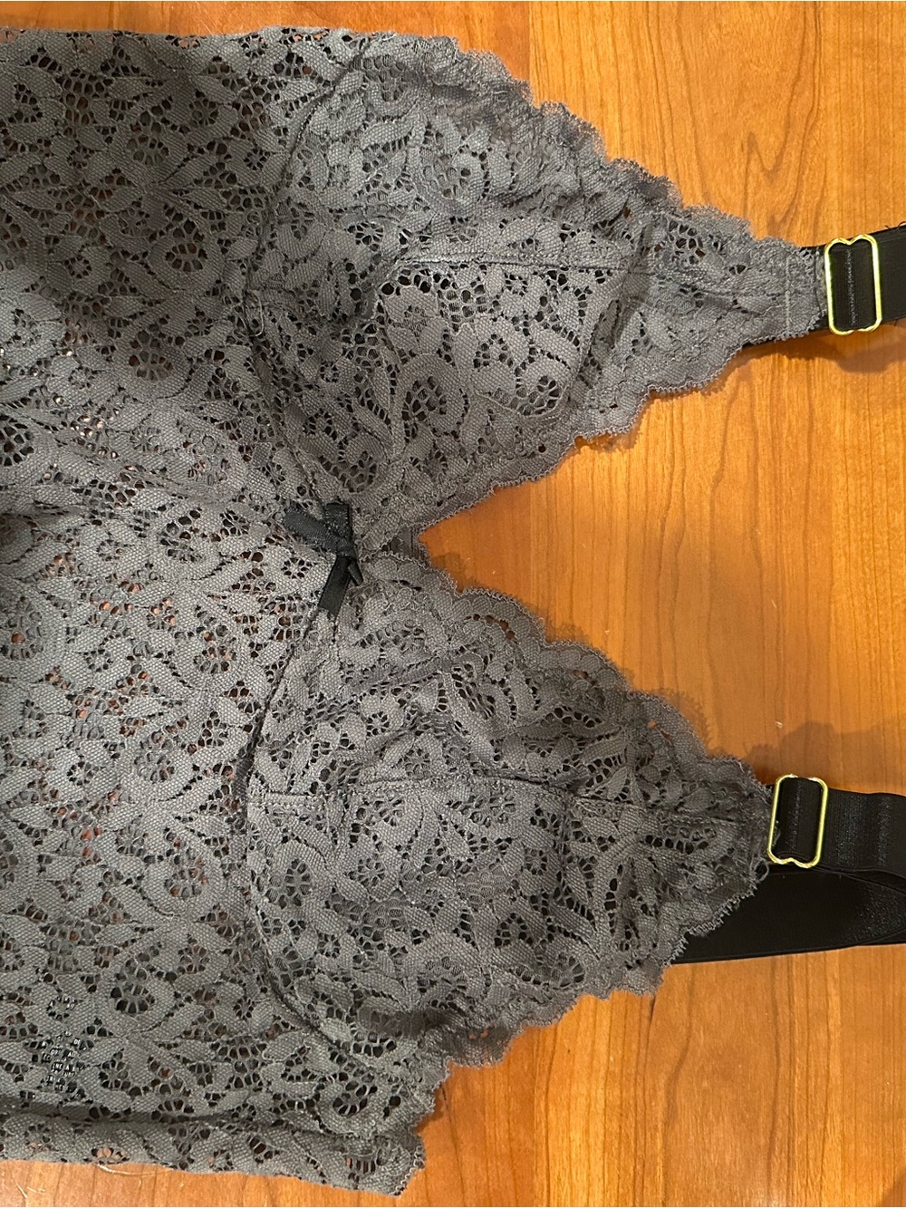 Gray Lace Bralette with Adjustable Straps. Free Press Size L